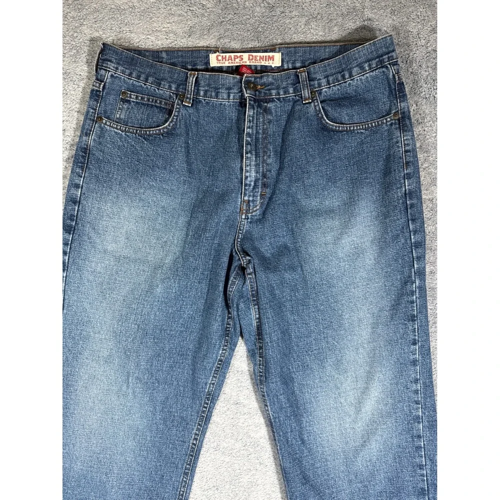 Chaps Denim Mens Straight Leg Blue Jeans Medium‎ Wash 100% Cotton 38x30 C20151